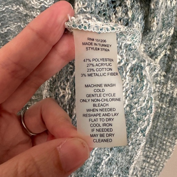 Soft Surroundings Open Front Cardigan Longline Open Knit Lightweight Metallic - Picture 9 of 11